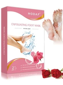 2包(4入)足部去角質面膜,去除死皮,適用於乾燥和龜裂的腳部,滋潤和軟化腳部,玫瑰香氣