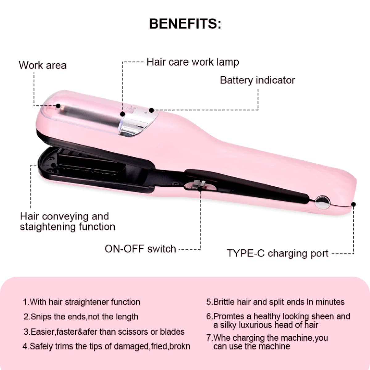 Automatic Multifunction Hair Trimmer Split Ends Clipper With Charging