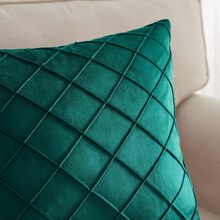 1/2pcs Christmas Green Velvet Diamond Pattern Pillow Cover (Pillow Insert Not Included), Bohemian Style Square Cushion Cover, Holiday Home Decorative Pillow, Soft & Comfortable Linen-Like Fabric, Modern Decor For Sofa, Bedroom, Dorm