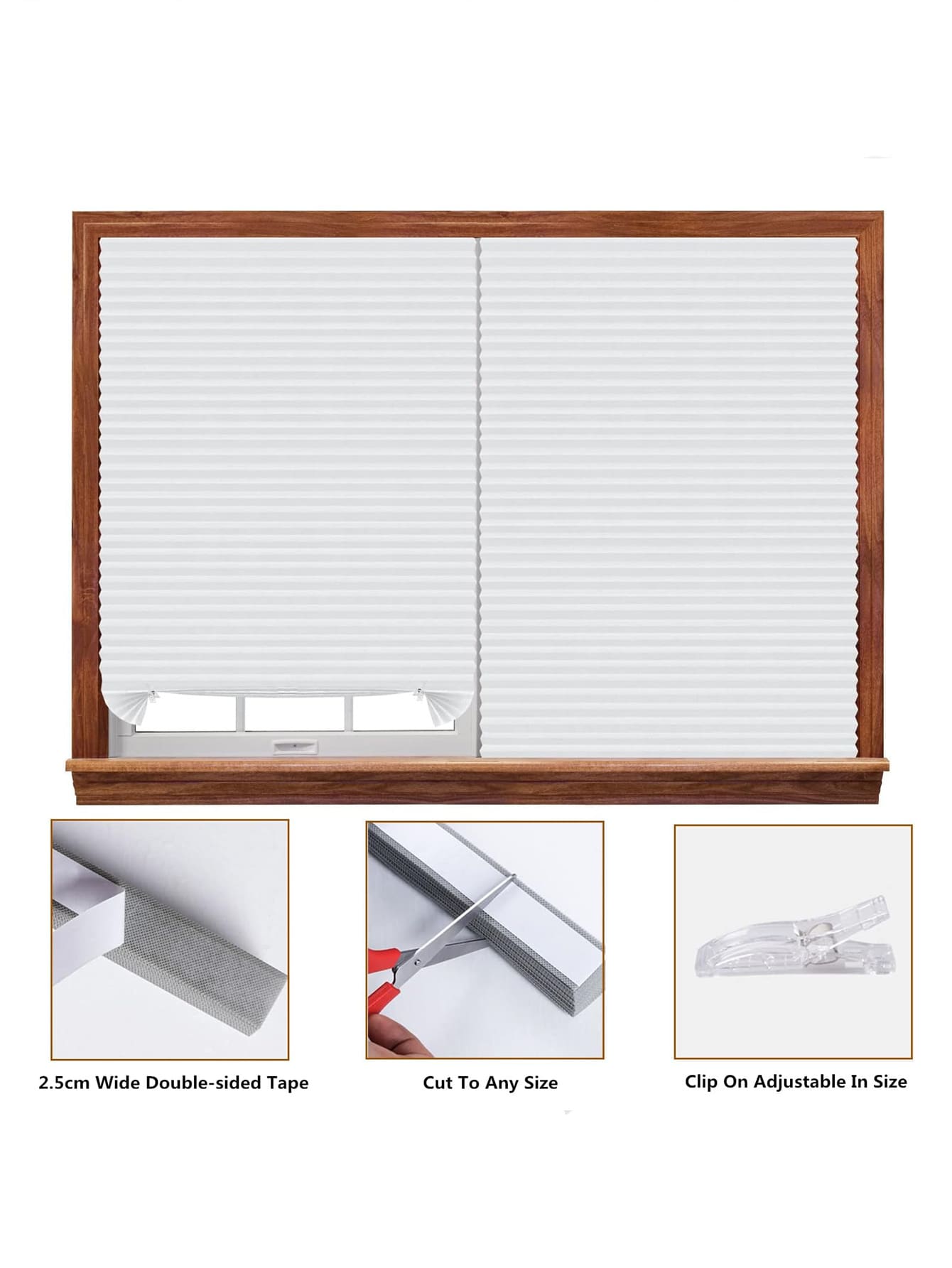 2pcs/set Cordless Blackout Pleated Paper Fabric Shade, Temporary Blinds