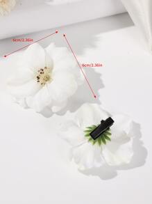 5个桃花造型人造花发夹，波西米亚风爪夹，发卡，适合上学、度假等场合，可作发饰、头饰、女士发饰等。 - 白色 - 查看 6
