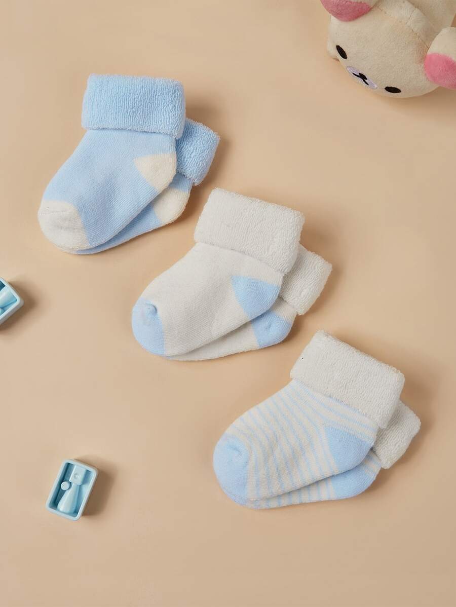 3雙寶寶男童可愛藍色環形襪子 - 彩色 - 查看 1