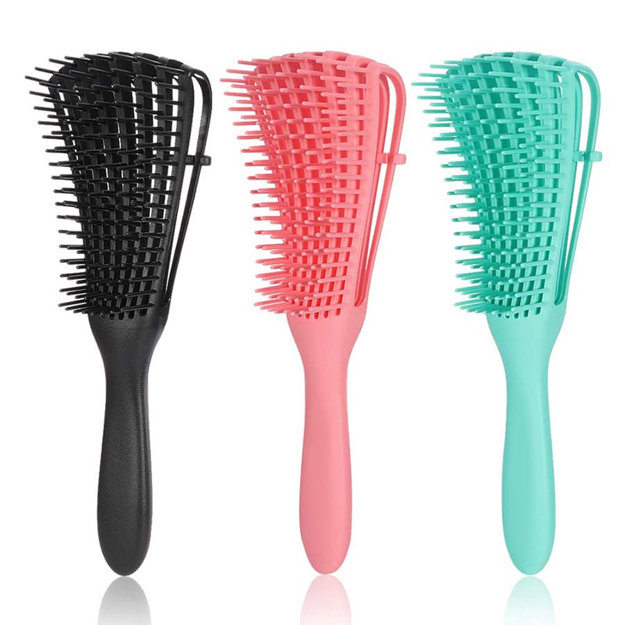 Cepillo Para Desenredar Peinar De Plástico Hueco/cepillo De Ventilación Para Mujeres, Adecuado Para Cabello Graso, Húmedo, Seco Y Espeso, Ayuda A Agregar Volumen, Masaje Y Peinado Del Cabelludo, Diseño De Ventilación Y Diseño De Ocho Garas, Materiales Duraderos De Alta Calidad, Con Empaque Op - Negro - Ver 1