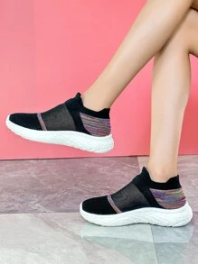 Unisex Summer Mesh-increase Height Single Network Breathable Sport Shoes, Air-conditioning Shoes, Walking Shoes, Slip-on Black Casual Shoes