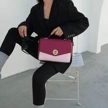 MKF Collection Zayla Color Block Vegan Leather Women Shoulder Bag, Elegant Crossbody Fashion Purse