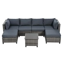 Nestfair 7-Piece Wicker Patio Conversation Set With Cushions And Coffee Table
