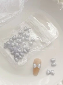 美甲装饰 3D 白色闪光树脂蝴蝶结配饰，搭配摩卡果冻效果和水晶珠，复古花朵激光效果 DIY 家居园艺女士、女孩、母亲、姐妹、妻子、婚礼美甲沙龙、美容院、情人节美甲饰品美甲宝石美甲用品美甲 - 彩色 - 查看 4