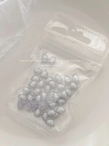 美甲装饰 3D 白色闪光树脂蝴蝶结配饰，搭配摩卡果冻效果和水晶珠，复古花朵激光效果 DIY 家居园艺女士、女孩、母亲、姐妹、妻子、婚礼美甲沙龙、美容院、情人节美甲饰品美甲宝石美甲用品美甲 - 彩色 - 查看 6