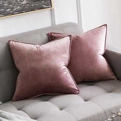 1pc Velvet Piping Decor Pillow Cover Square Cushion Case For Sofa Bedroom Car 18x 18 Inch 45x 45cm