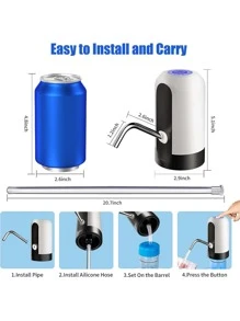 Dispensador Automático de Agua Recargable Luz LED para garrafon KIMHI - Blanco y Negro - Ver 2