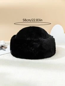 1pc Ladies' Fluffy-Trimmed Bucket Hat, Suitable For Autumn And Winter, Keeping Warm When Traveling - Black - View 4