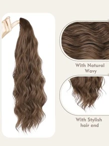 爪子馬尾延伸20英寸長的馬尾毛髮延伸,波浪爪夾馬尾裝置合成髮馬尾,毛茸茸的髮片片適用於女人（淺棕色） - Light Brown - 查看 2