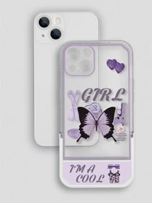 Butterfly Pattern Phone Case With Invisible Holder - Clear - View 3