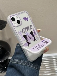 Butterfly Pattern Phone Case With Invisible Holder - Clear - View 4