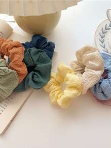 8 piezas Coletero de estilo holgado para mujeres, Scrunchies de satén elástico, sin rastro y delicado coletero para un aspecto simple y elegante, Coleteros casuales Scrunchie para coleta, Accesorios para el cabello Banda elástica Belleza Accesorios para el cabello para el hogar - Multicolor - Ver 4