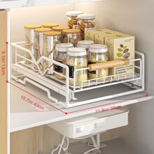 Kitchen Dish Storage Rack With Homemade Drawer Type Pull-out Basket For Cabinet, Kitchen Organizer For Bowl & Plate Draining - Black - View 3