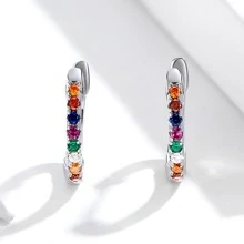 Bamoer正品925純銀圓形圈耳環女士金色耳環純銀珠寶禮物sce498 - 彩色 - 查看 4