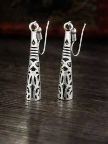 Châu Âu và Châu Mỹ Phong cách Bohemian Hoa Chạm khắc Hollow-out Retro Màu bạc Hoa tai , Kỳ nghỉ Và Ngày lễ Đồ trang sức - Màu Bạc Cổ - Xem 2