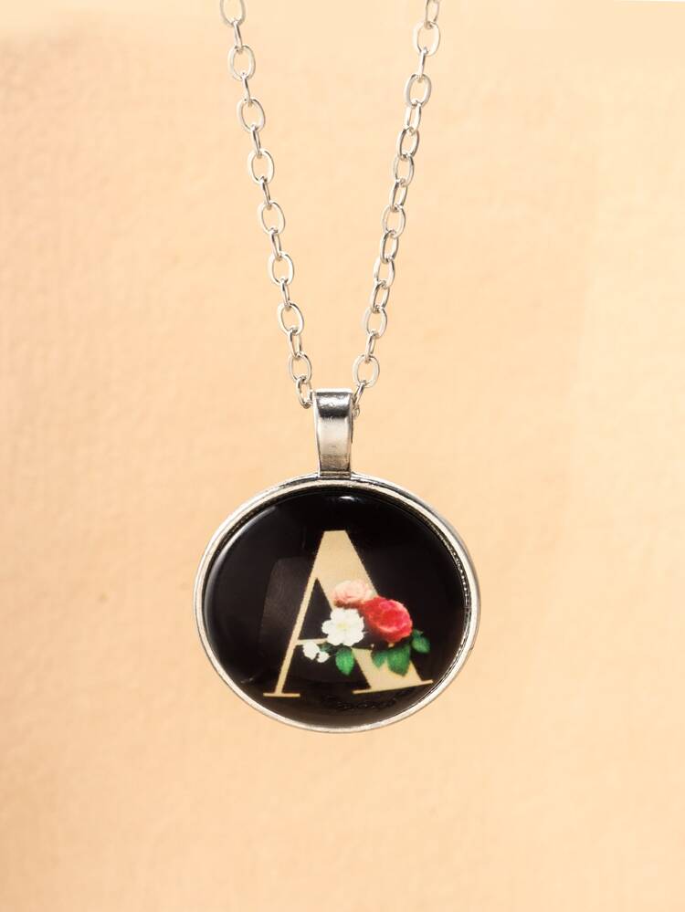 1pc Acrylic Letter Circle Shaped Elegant & Minimalistic & Classic Fashionable Necklace For Women