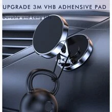 1pc Powerland Black Magnetic Round Folding Bracket, 360°Rotation, Adjustable Angle, Compatible With All Kinds Of Mobile Phones - Black - View 2