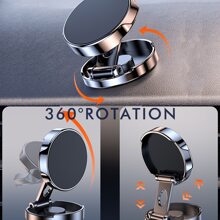 1pc Powerland Black Magnetic Round Folding Bracket, 360°Rotation, Adjustable Angle, Compatible With All Kinds Of Mobile Phones - Black - View 3