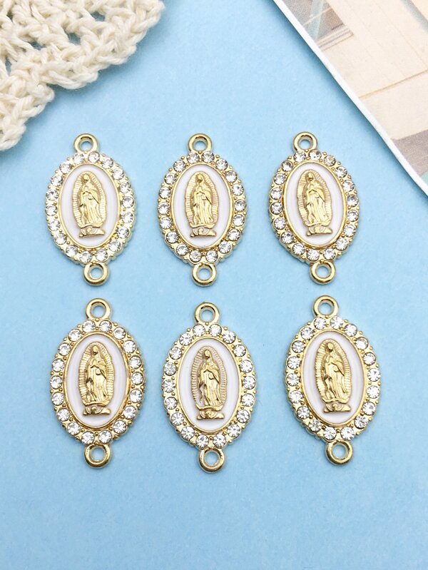 12 Piezas Colgantes De Doble Agujero Para Hacer Joyas Con De Nuestra Señora De Esmalte De Moda De Mezcla Aleatoria Para Pulsera, Collar Y Accesorios