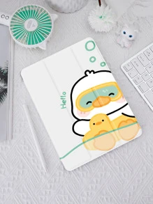 苹果可爱鸭子保护套，适用于带笔架的 iPad，支持自动睡眠/唤醒盖