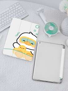 苹果可爱鸭子保护套，适用于带笔架的 iPad，支持自动睡眠/唤醒盖