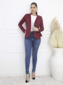 Blazer social Feminina Estilo De Babados  nas Laterais Tecido Grosso Neopreme