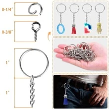 Keyring Hoops For Crafts, Resin Keychain, 30pcs Keychain Rings With Chains, 30pcs Jump Rings, 30pcs Eye Screws For Diy Keychain Making - Silver - View 3