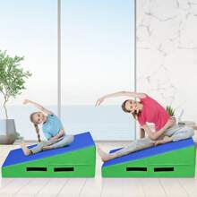 Costway Incline Gymnastics Mat Wedge Ramp Fitness Skill Tumbling Exercise Mat W/ Handles Blue - Blue - View 9