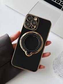 Minimalist Phone Case With Ring Holder,International Version, Not The Domestic Version - Black - View 2