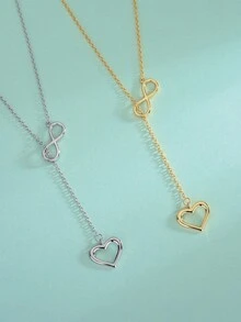 Đúng mốt Đơn giản S925 Màu bạc Mặt dây chuyền trái tim Dây chuyền - vòng cổ trái tim - Xem 2