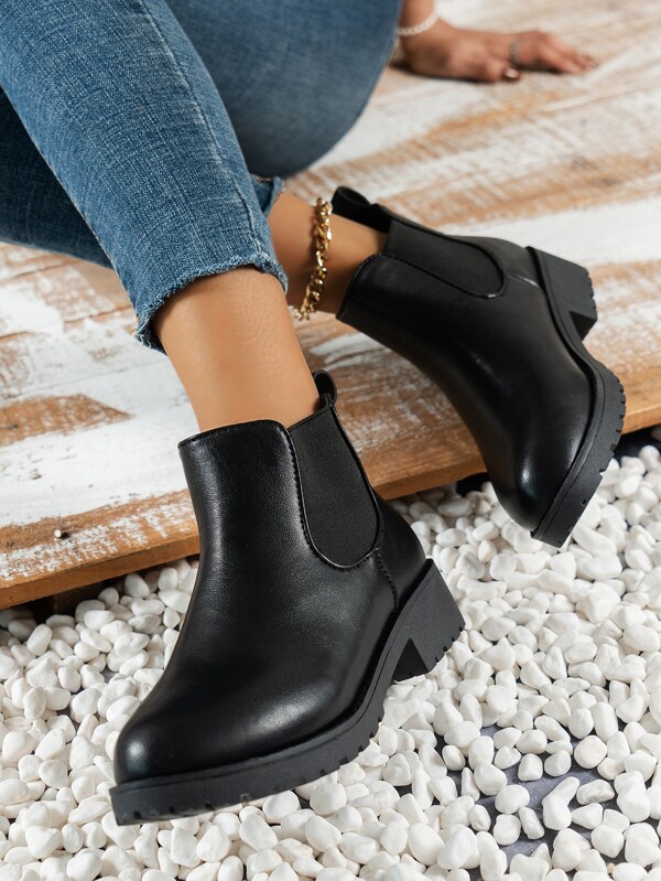 Women's British Style Motorcycle Boots, Chunky Heel Knee-high Booties To Show Your Slender Calves For Spring And Autumn