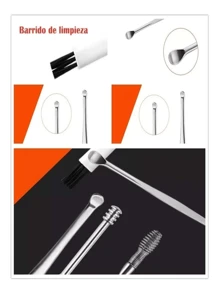 Set Limpiador de Oído de Acero Inoxidable con Estuche - Kit para limpiar oídos, Higiene Personal, Herramientas para Limpieza Profunda y Cuidado de los Oídos - Plateado - Ver 2