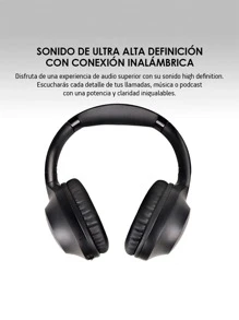 AKANE Ultra High Definition Bluetooth Wireless Headband Headphones With Removable USB-C Microphone, Long Battery Life Up To 48 Hours Of Use, Foldable Hands-Free Headphones, Mod. OF-2000 - màu đen - Xem 3