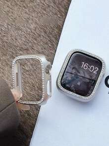1pc Sparkling Rhinestone Watch Case Cover Compatible With Apple Watch Case Accessory, Suitable For 38/40/41/42/44/45/49mm Dial - Silver - View 5