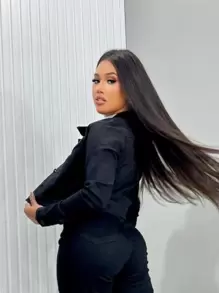 Women Denim Jackets & Coats - 黑色 - 查看 2