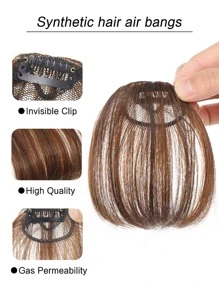 劉海合成纖維頭髮,夾片劉海接髮,空氣劉海假髮適合女士女孩,曲綫劉海適用於日常穿著 - Light Brown - 查看 5