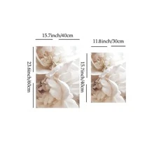 3入組淺褐色的花帆布繪畫,現代花卉圖案帆布掛畫,藝術品壁畫適用於浴室臥室辦公室客廳家庭墻面裝飾,邊框15.7x23.6英寸 - 彩色 - 查看 5