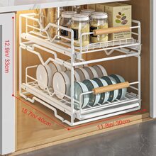 Kitchen Dish Storage Rack With Homemade Drawer Type Pull-out Basket For Cabinet, Kitchen Organizer For Bowl & Plate Draining - Black - View 6