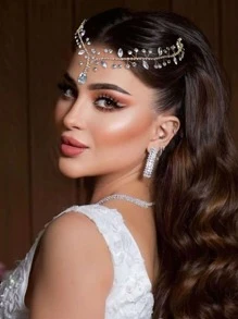 1pc Bridal Headband With Waterdrop Rhinestone Detail Forehead Jewelry Hair Accessories, Perfect For Wedding, Birthday Party - Gold - View 4
