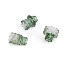 3-Piece Set Of Green Glass Candlesticks With Vertical Stripes, Dual-Purpose Candlesticks, Glass Candlestick Cups, Thick Candles And Thin Candles, Dual-Purpose High-End Candle Cups, Household Candlestick Ornaments,Halloween,Spooky,Autumn, Winter,Holiday,Festival,Room Decor,Gifts Birthday Graduation