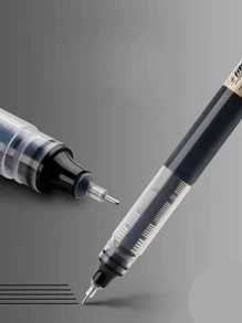 12 支/套超細金融中性筆,帶黑色墨水和筆芯,適合學校、辦公室和考試使用文具 - 黑色 - 查看 5