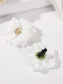 5个桃花造型人造花发夹，波西米亚风爪夹，发卡，适合上学、度假等场合，可作发饰、头饰、女士发饰等。 - 白色 - 查看 3