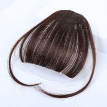 夹式刘海前片齐刘海假发 深棕色合成假发片 夹式接发 女士耐热 - Dark Brown - 查看 6