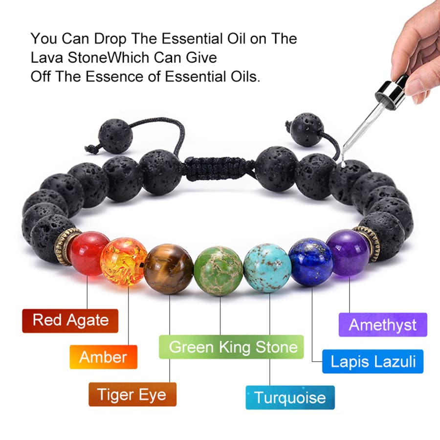 1pc Handmade Multicolored Acrylic Beaded 7 Chakra Bracelet - Multicolor - View 1
