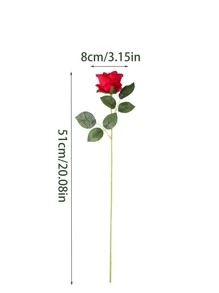 1 枝人造红玫瑰配珍珠，婚礼/情人节/感恩节/万圣节装饰 - 紅色 - 查看 7