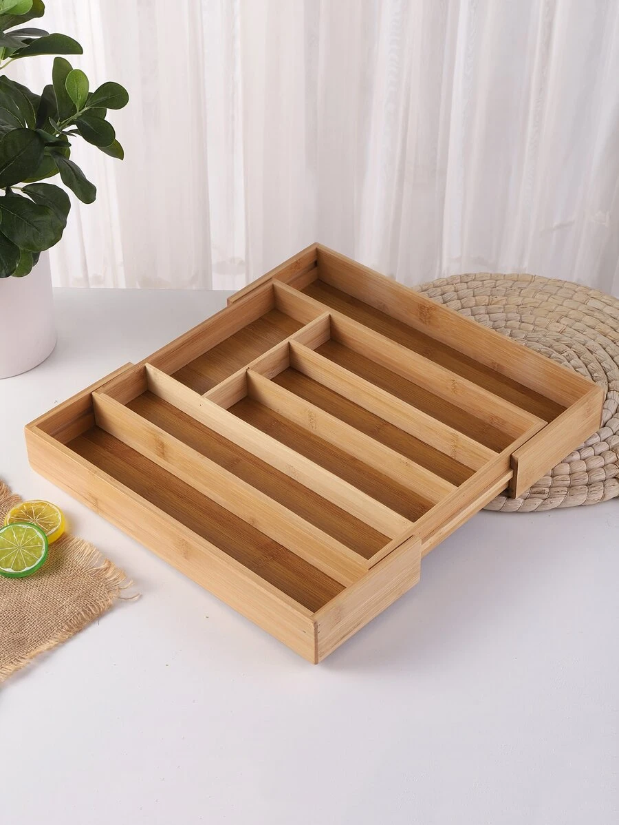 1pc Natural Bamboo Extendable Storage Box