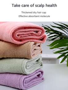 1pc Thickened Super Absorbent Quick-Drying Hair Drying Cap Towel Turban For Bath And Shower - Pink - View 3